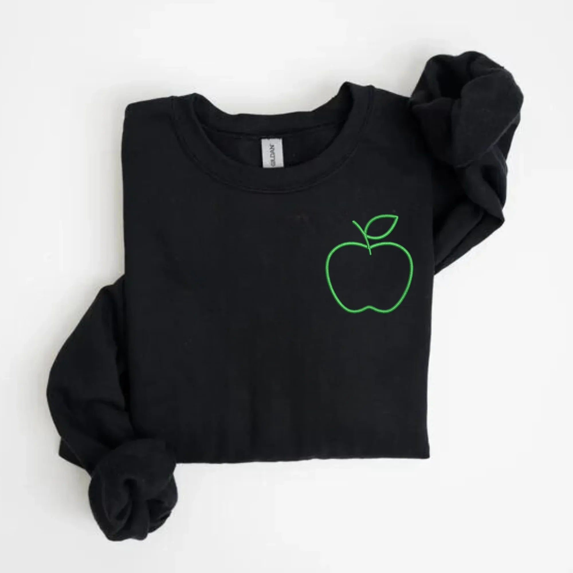 Teacher Apple Left Chest Embroidered Sweatshirt - QUICK SHIP - Merch Girls