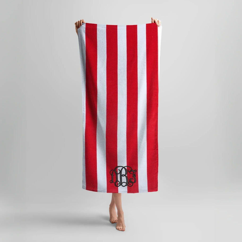 Custom Embroidered Striped Beach Towels - Merch Girls