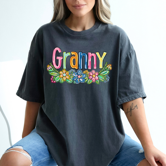 Granny Spring Floral Hand Painted DTF Transfer