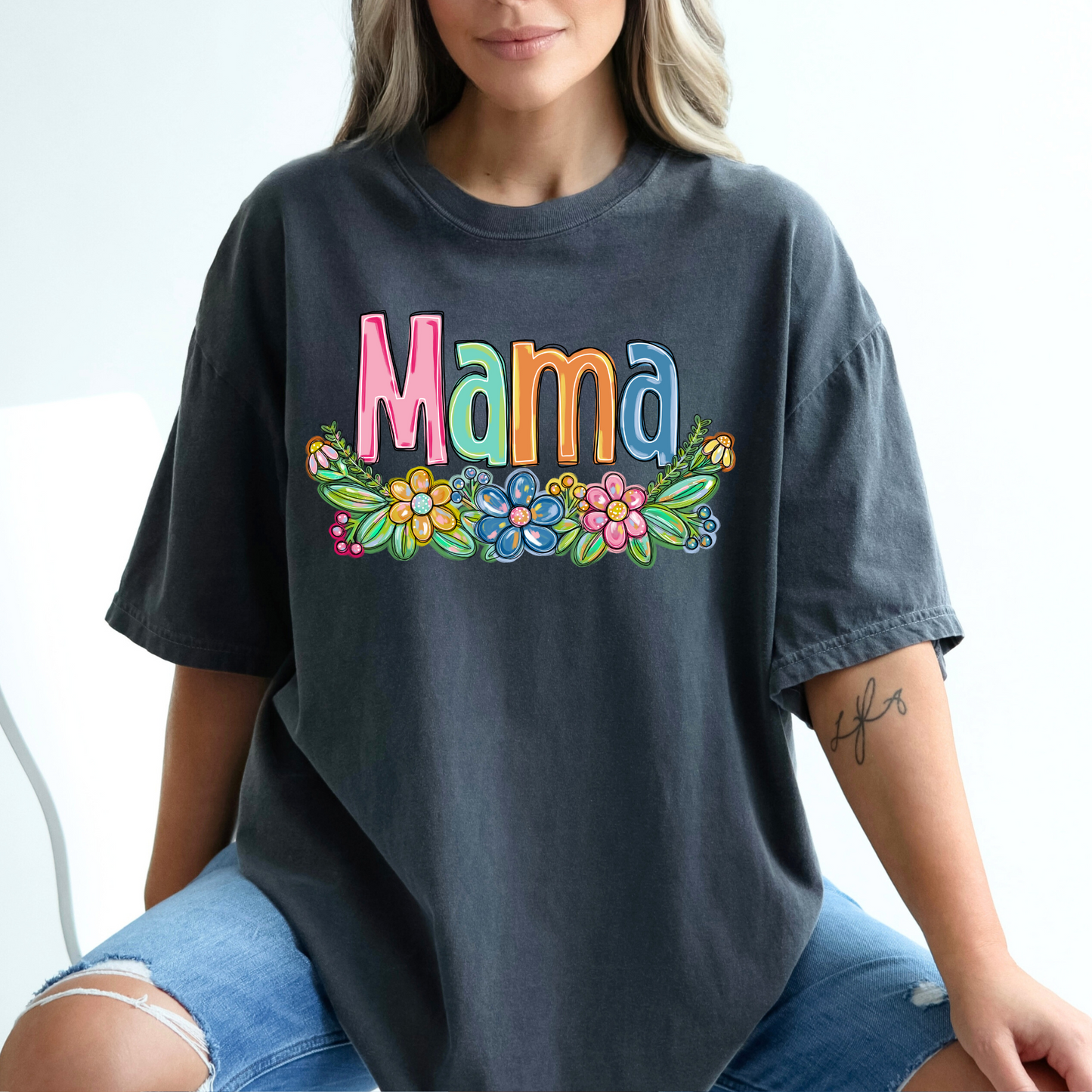 Mama Spring Floral Hand Painted DTF Transfer