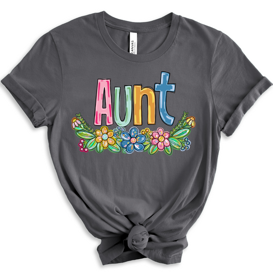 Aunt Spring Floral Hand Painted DTF Transfer