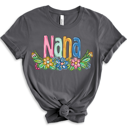 Nana Spring Floral Hand Painted DTF Transfer