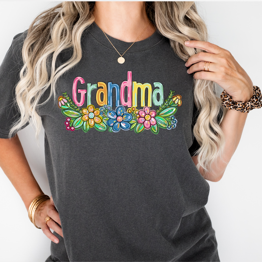 Grandma Spring Floral Hand Painted DTF Transfer