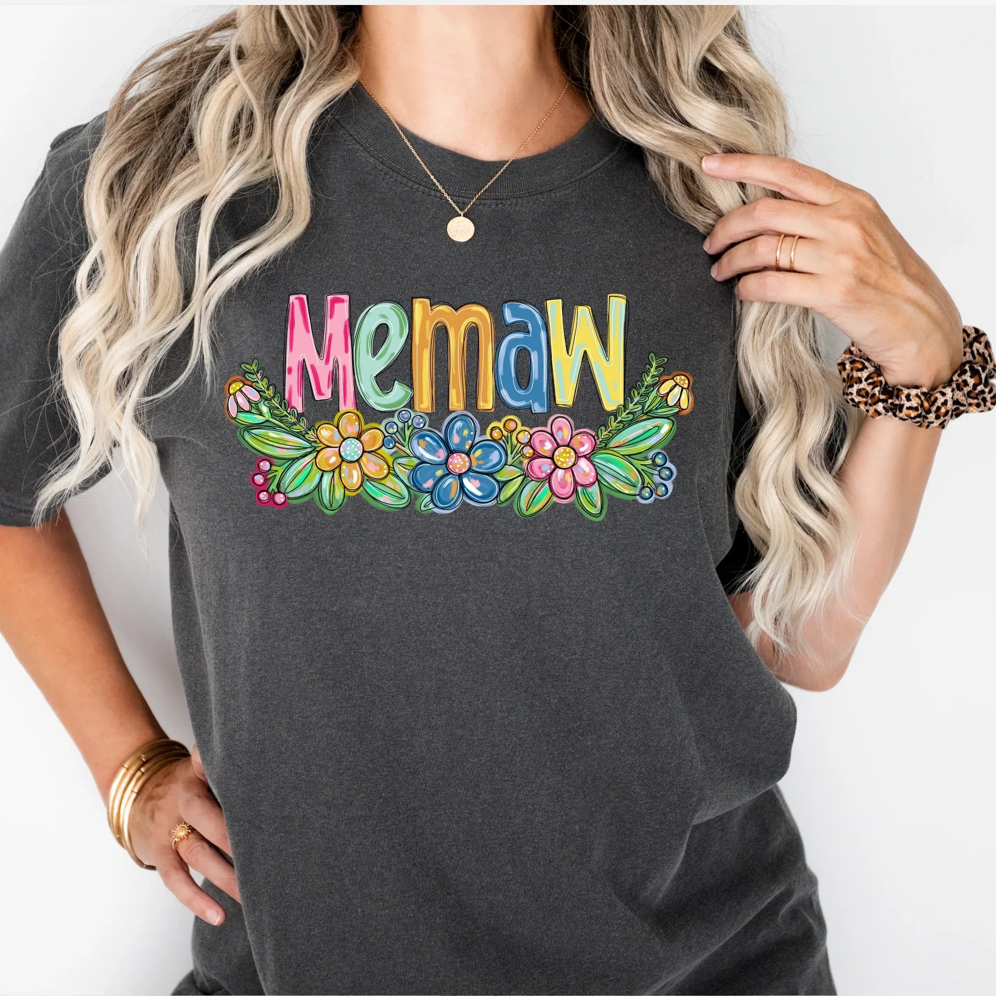 Memaw Spring Floral Hand Painted DTF Transfer - Merch Girls
