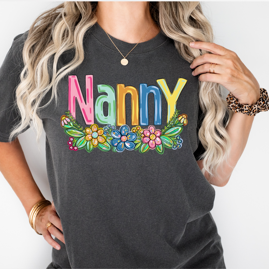 Nanny Spring Floral Hand Painted DTF Transfer