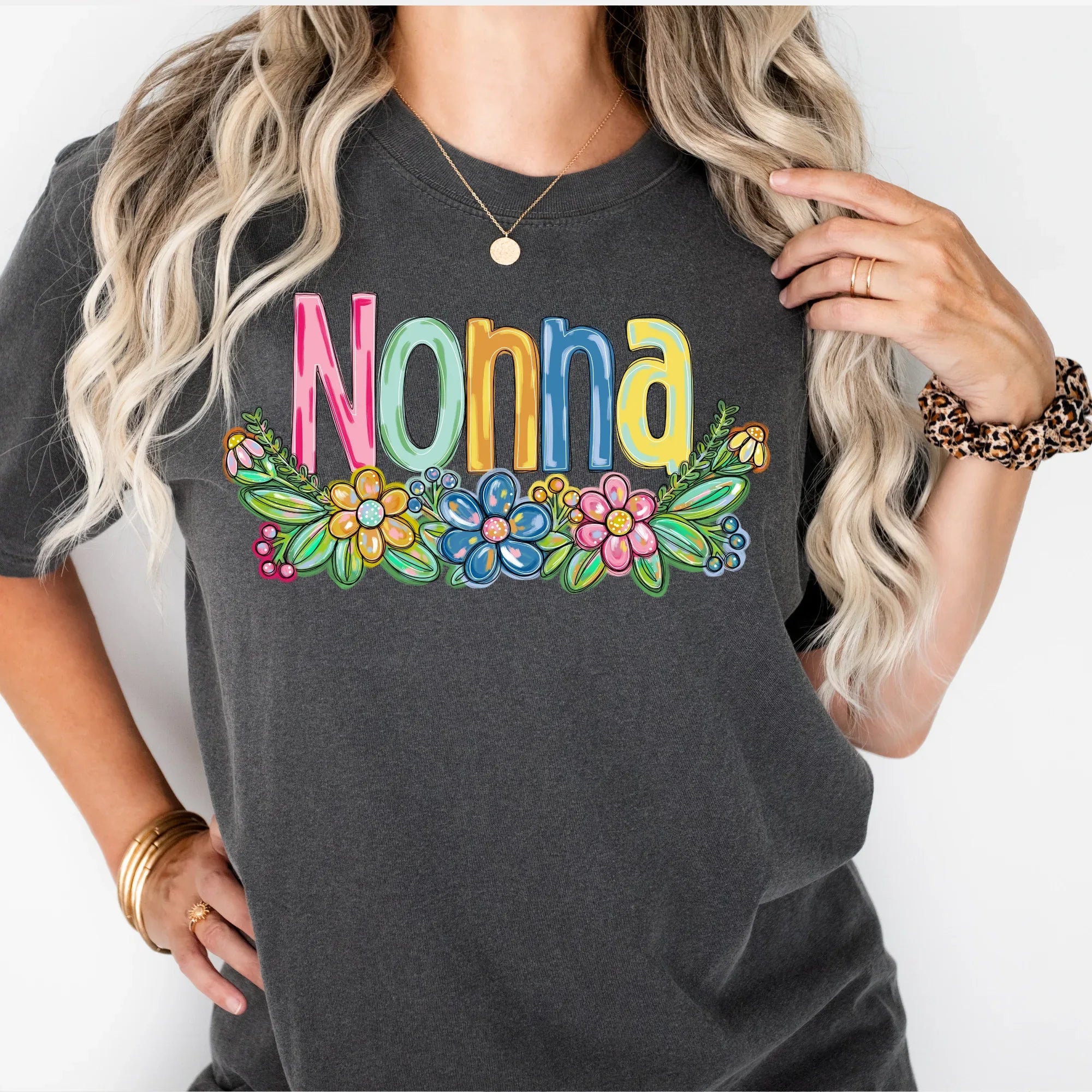 Nonna Spring Floral Hand Painted DTF Transfer - Merch Girls
