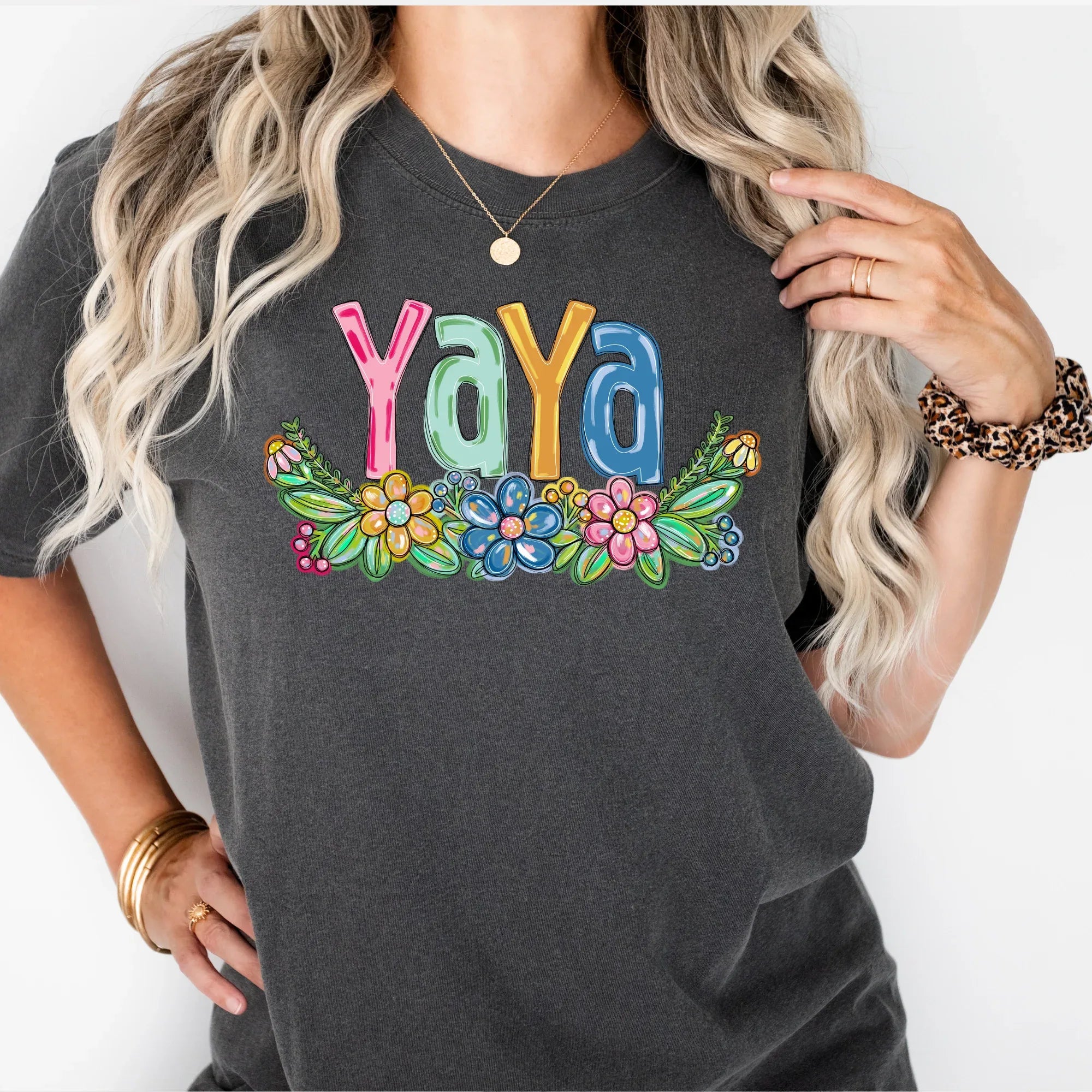 Yaya Spring Floral Hand Painted DTF Transfer - Merch Girls