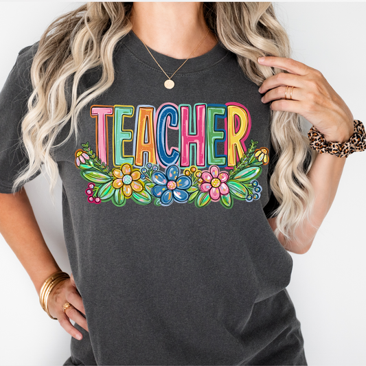 Teacher Spring Floral DTF Transfer