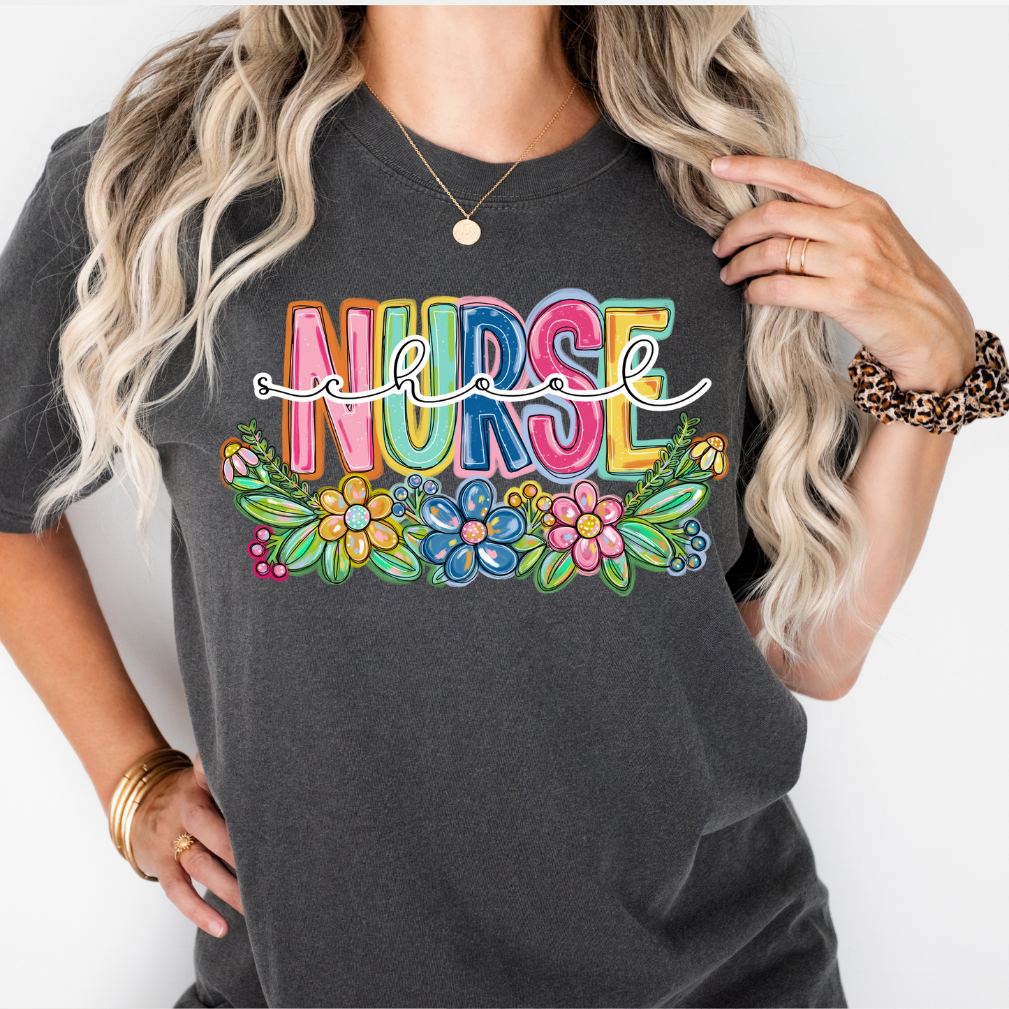 School Nurse Spring Floral DTF Transfer