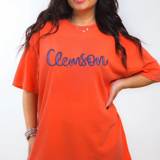Clemson 3D Puff Embroidered CC Short Sleeve/Sweatshirt