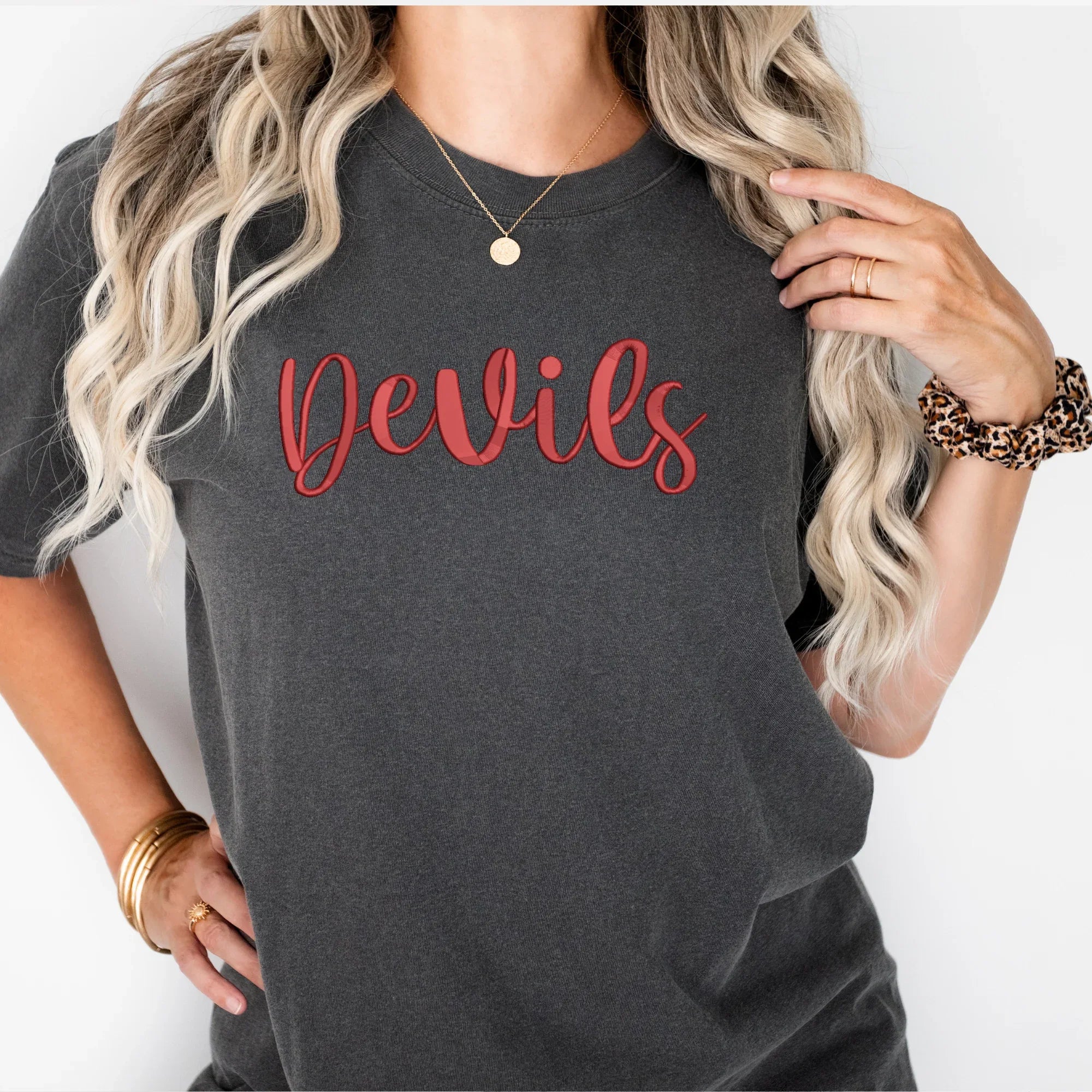 Devils 3D Puff Embroidered Shirt - Merch Girls