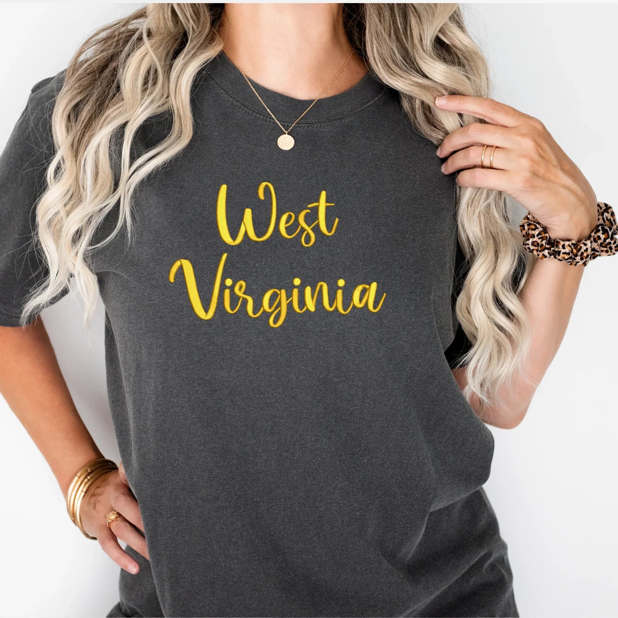 West Virgina 3D Puff Embroidered Shirt - Merch Girls