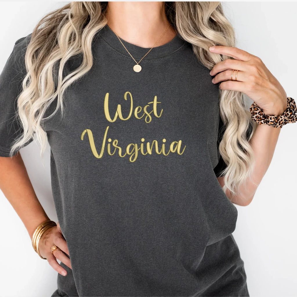 West Virgina 3D Puff Embroidered Shirt - Merch Girls