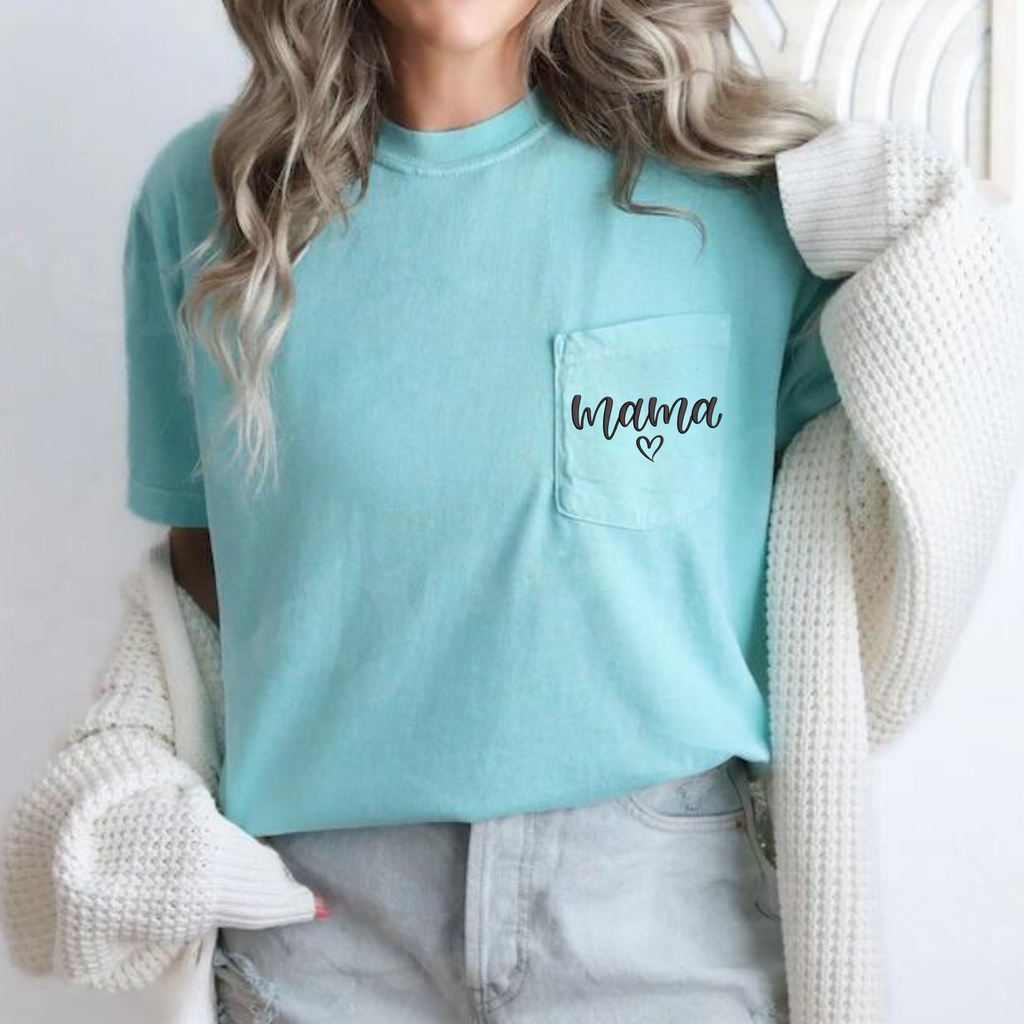 Mama Embroidered Comfort Color Tee - QUICK SHIP