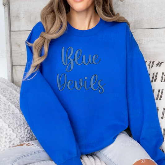 Blue Devils 3D Puff Embroidered CC Short Sleeve/Sweatshirt