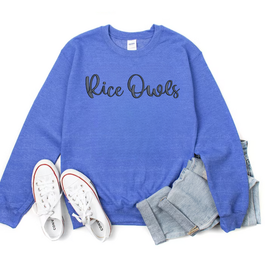 Rice Owls 3D Puff Embroidered CC Short Sleeve/Sweatshirt