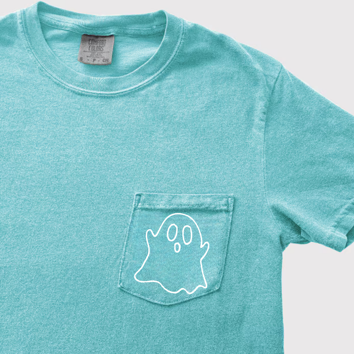 Ghost Embroidered Comfort Color Pocket Tee