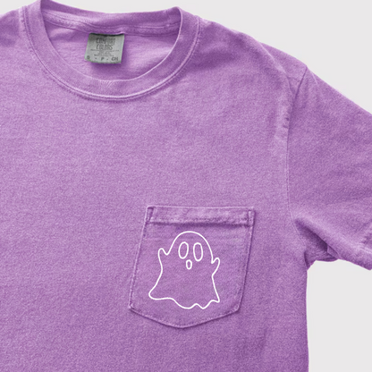 Ghost Embroidered Comfort Color Pocket Tee – Merch Girls