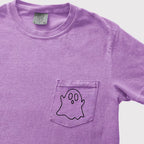Ghost Embroidered Comfort Color Pocket Tee - Merch Girls