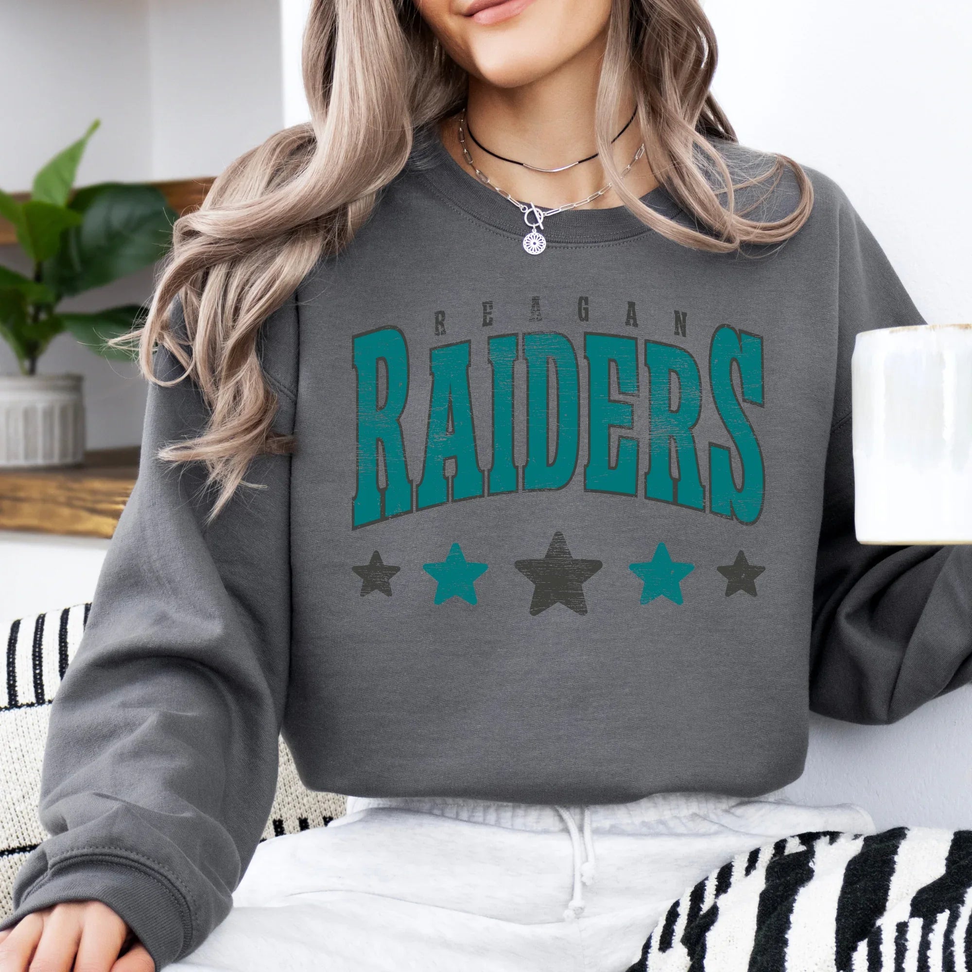 Reagan Raiders Distressed Stars Graphic Tee - Merch Girls