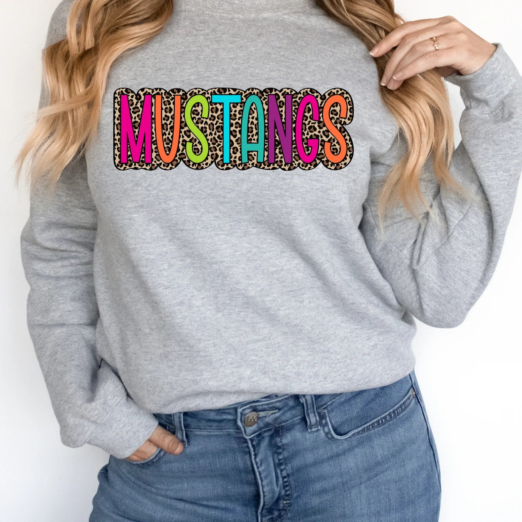 Mustangs Colorful Leopard DTF Transfer - Merch Girls