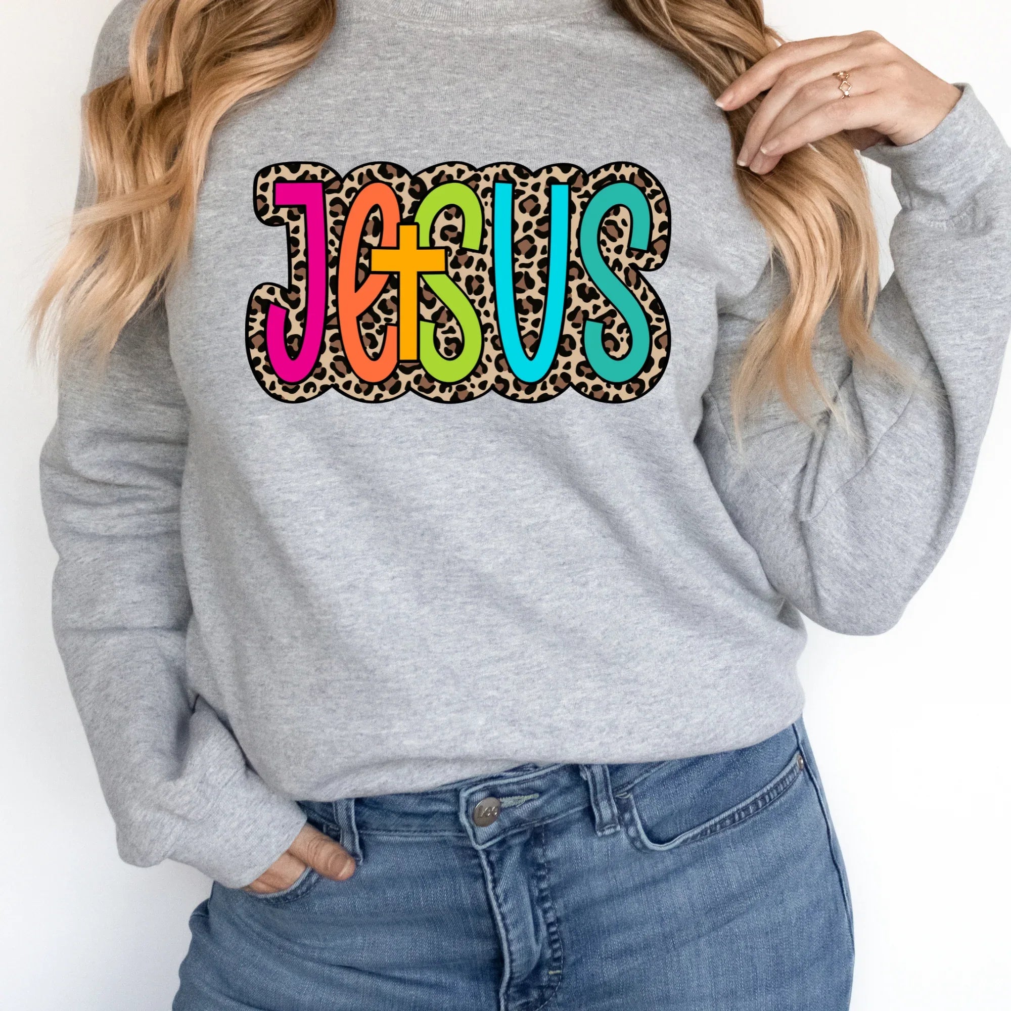 Jesus Colorful Leopard DTF Transfer - Merch Girls