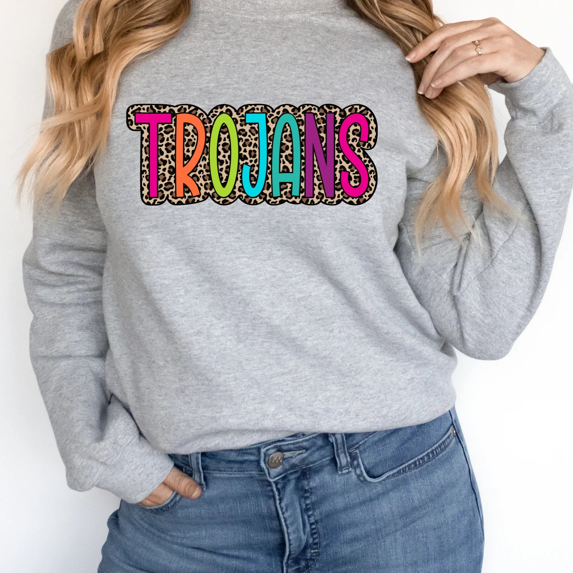 Trojans Colorful Leopard DTF Transfer - Merch Girls
