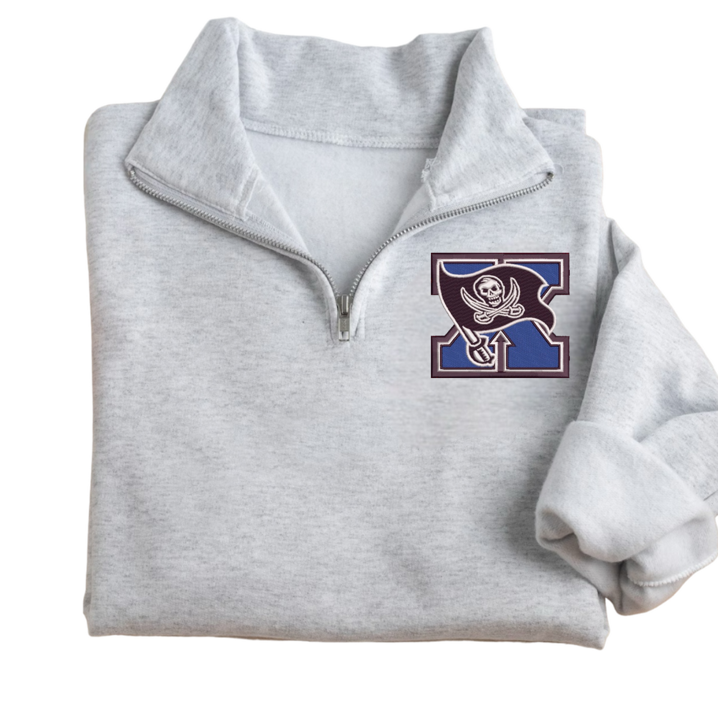 X Embroidered Quarter Zip Fleece Sweatshirt