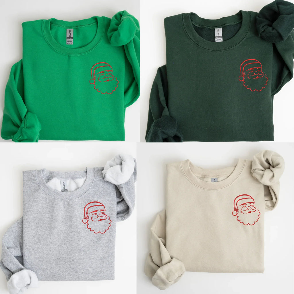 Santa Embroidered Sweatshirt | QUICK SHIP - Merch Girls