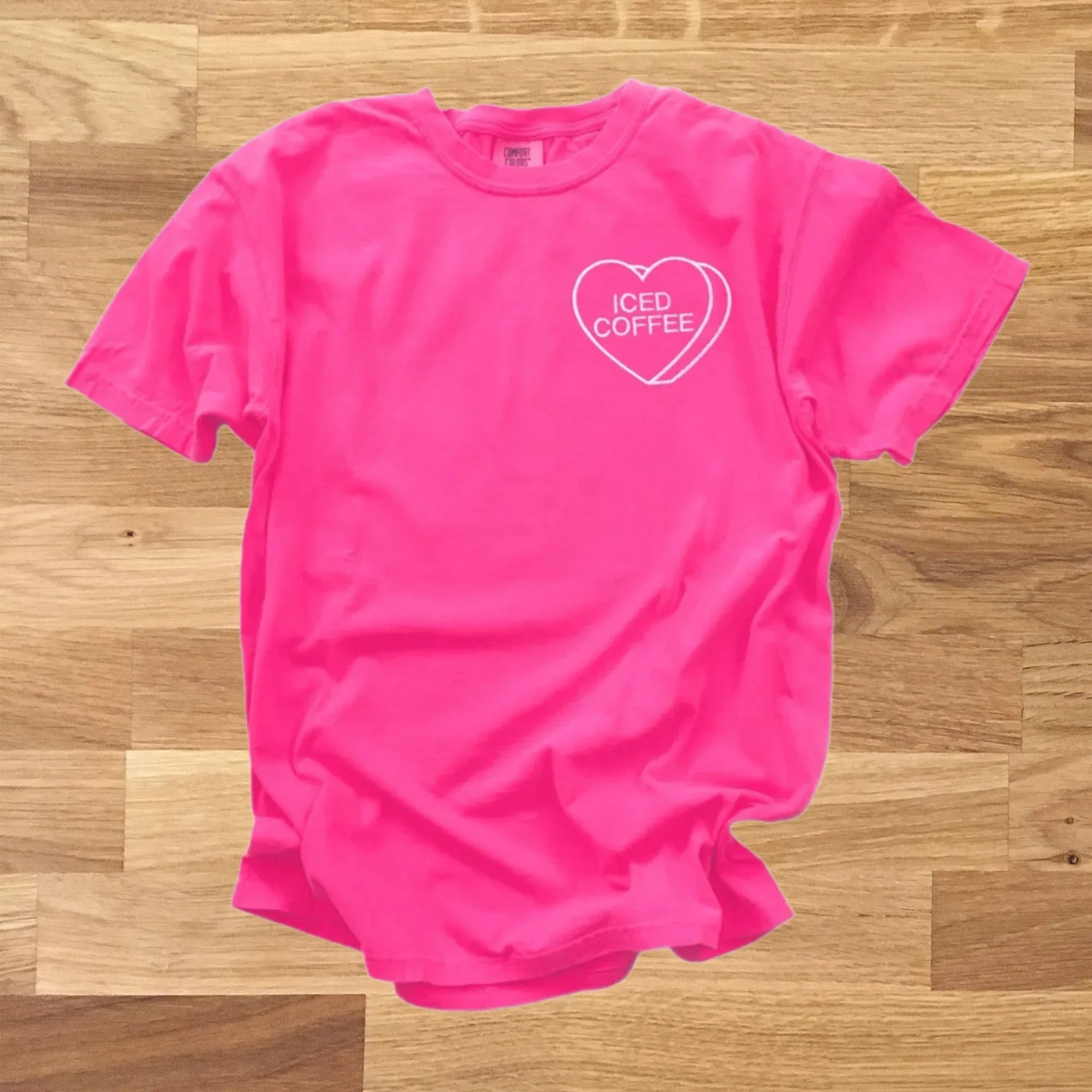 Iced Coffee Embroidered Comfort Color Tee - Merch Girls