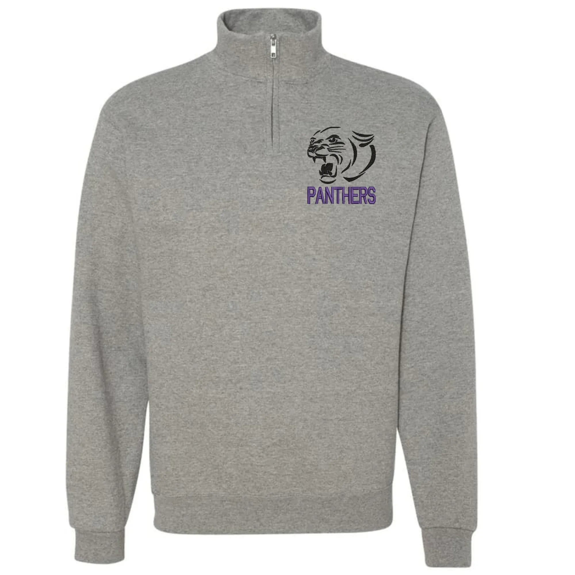 Panthers Purple Embroidered Quarter Zip Fleece Sweatshirt - Merch Girls