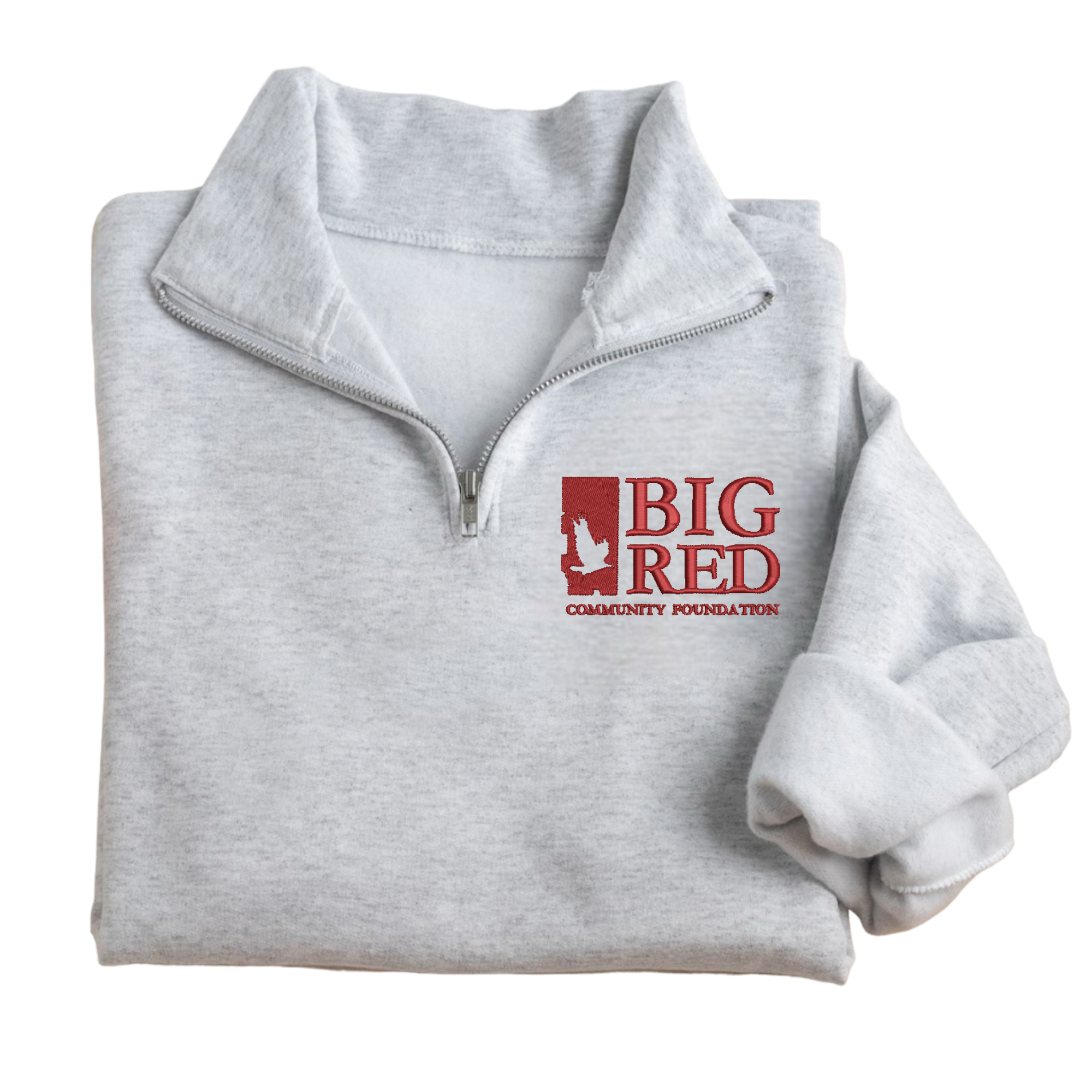 Big Red Embroidered Quarter Zip Fleece Sweatshirt
