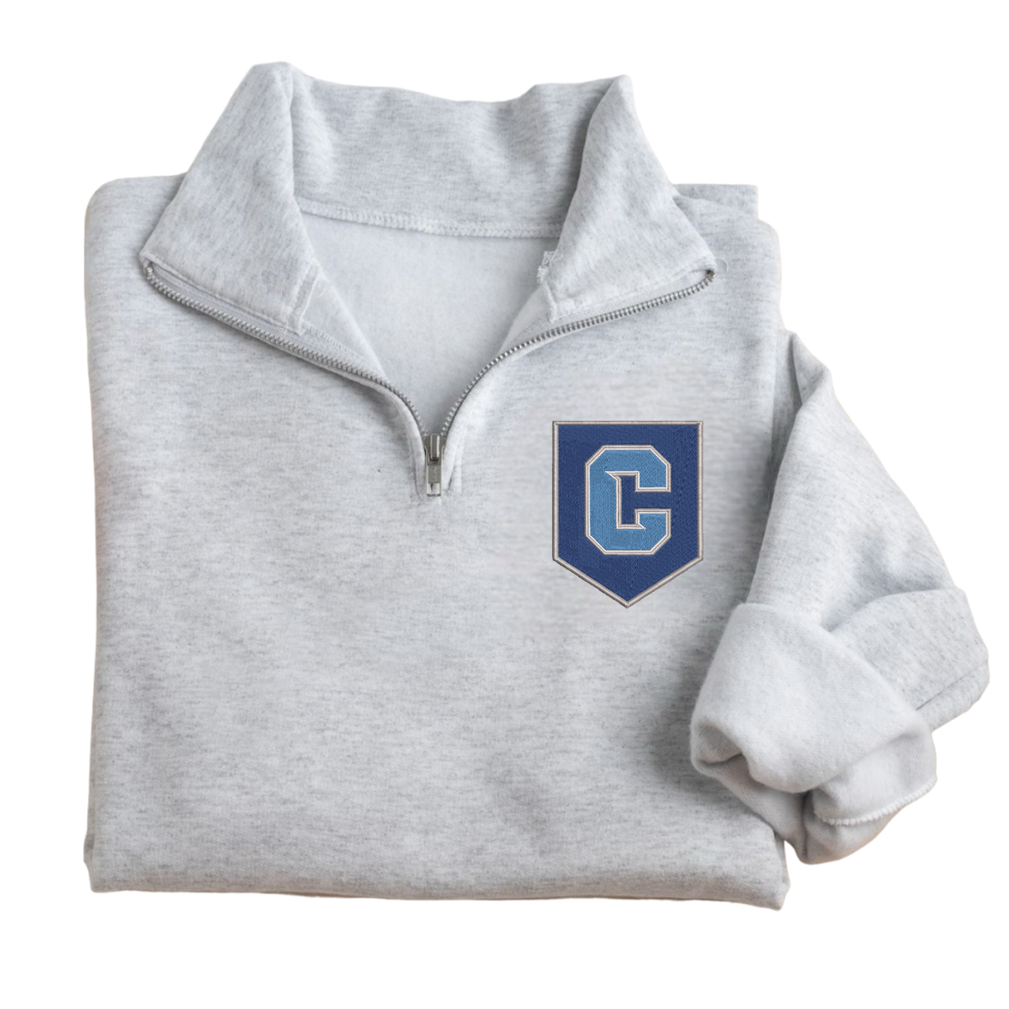 C Embroidered Quarter Zip Fleece Sweatshirt