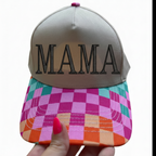 Custom Embroidered Trucker Hat | Multicolor Checkered Brim Snapback | Personalized Text