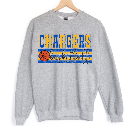 Chargers Yellow Gold, Blue Basketball DTF Transfer
