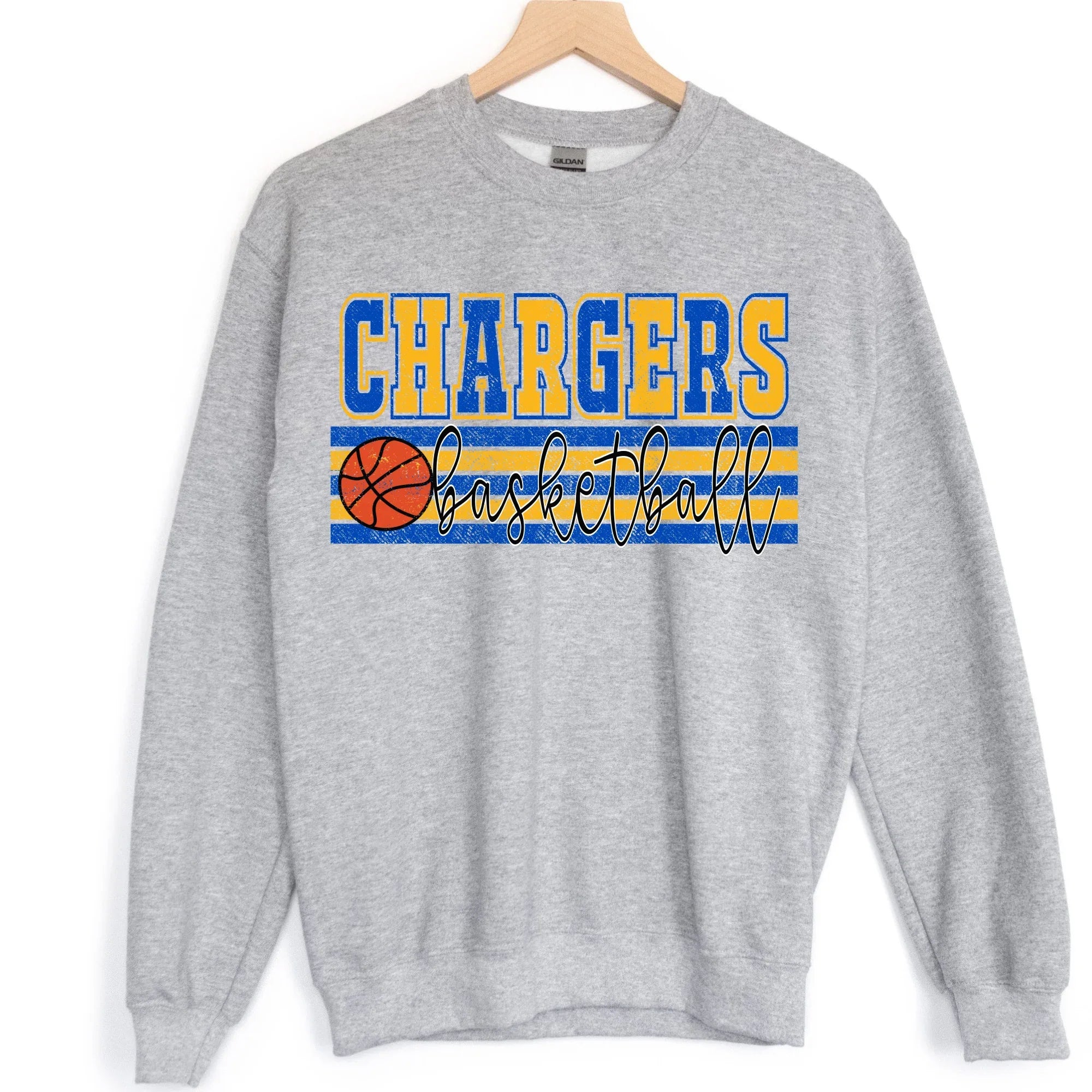 Chargers Yellow Gold, Blue Basketball DTF Transfer - Merch Girls
