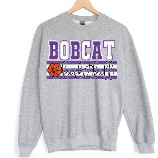 Bobcat Purple and White Basketball DTF Transfer