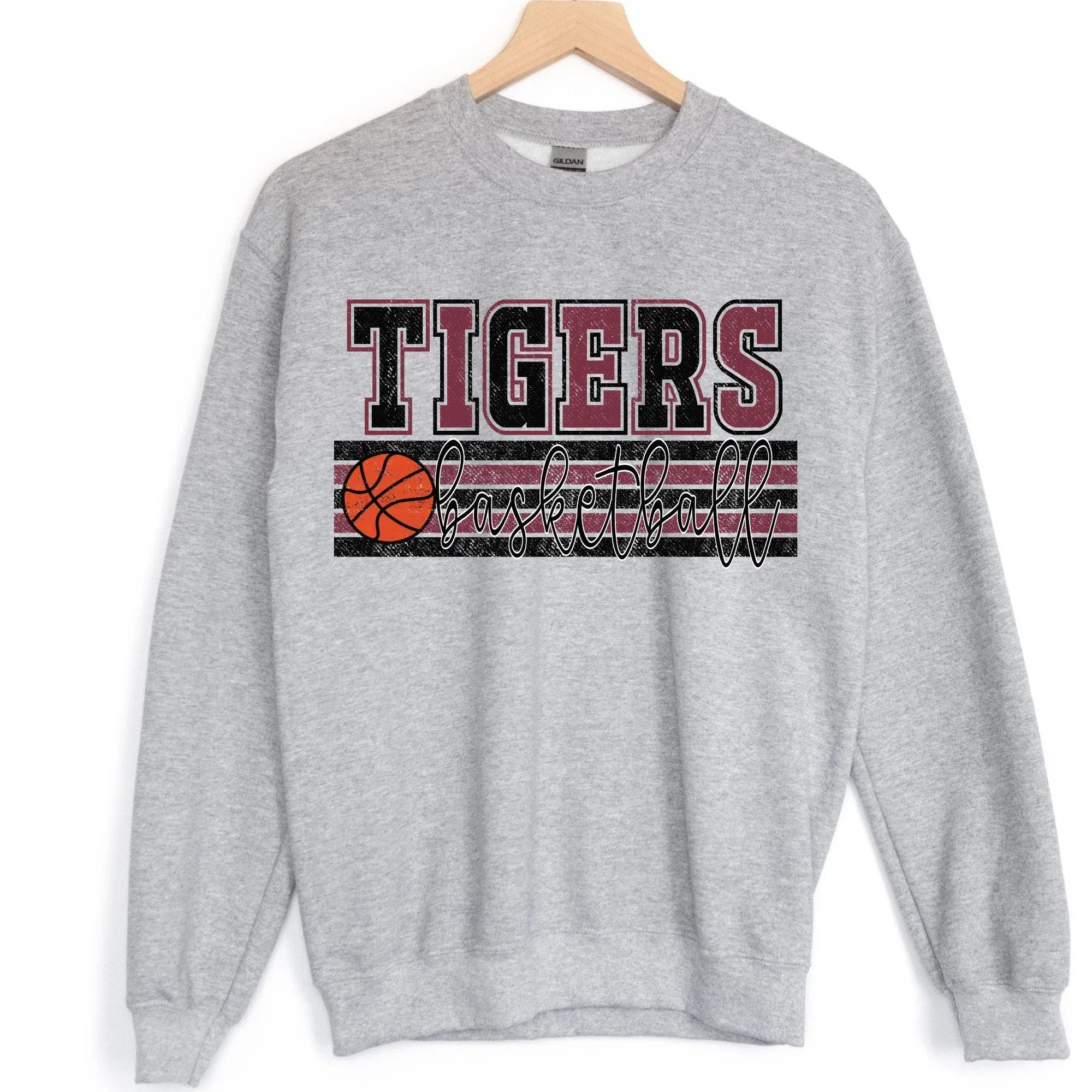 Tigers Maroon and Black Basketball DTF Transfer - Merch Girls