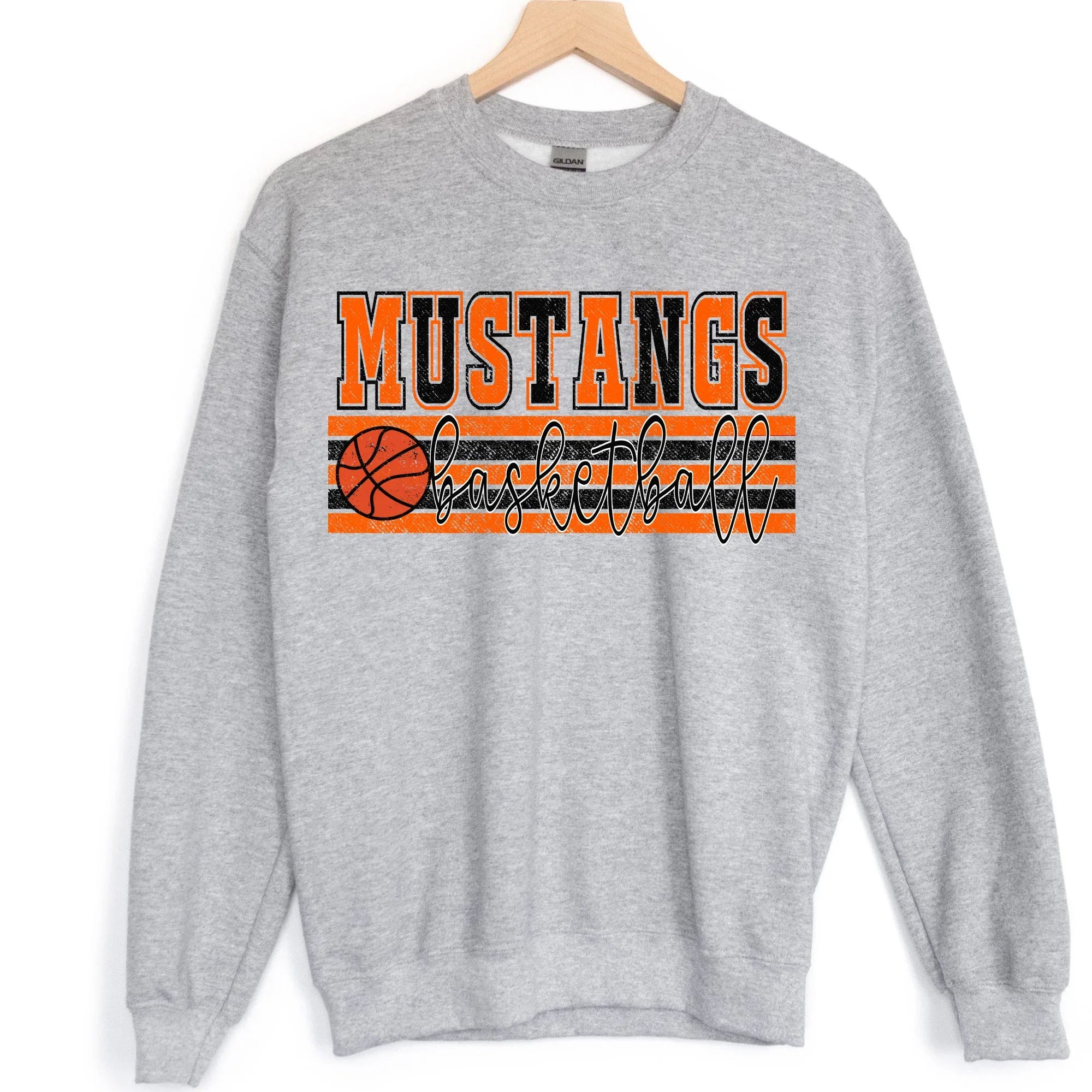 Mustangs Orange and Black Basketball DTF Transfer - Merch Girls