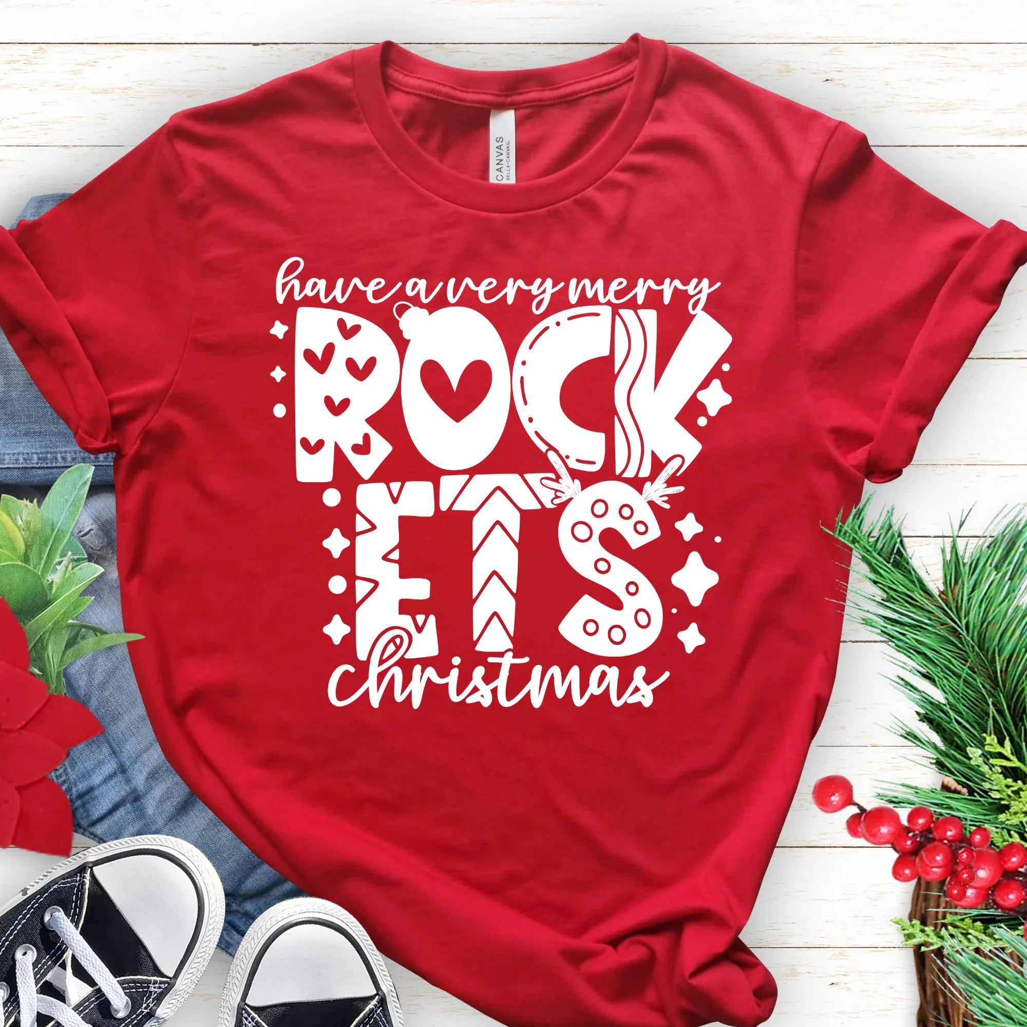 Very Merry Rockets Christmas DTF Transfer - Merch Girls