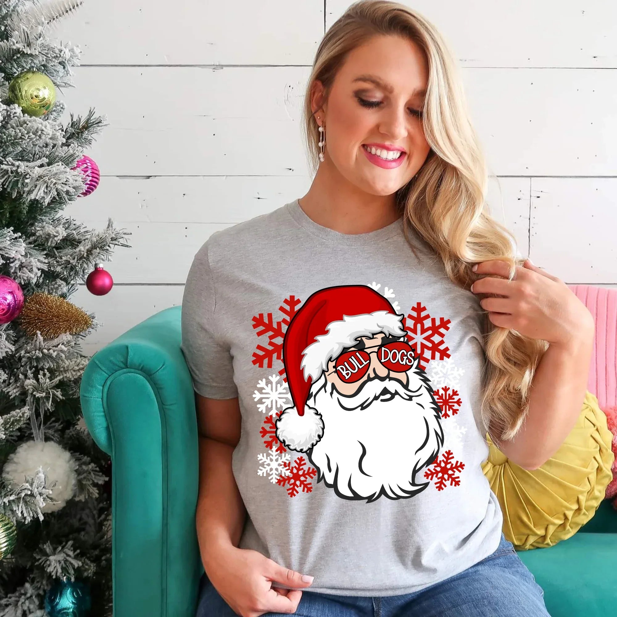 Bulldogs Red Santa DTF Transfer - Merch Girls