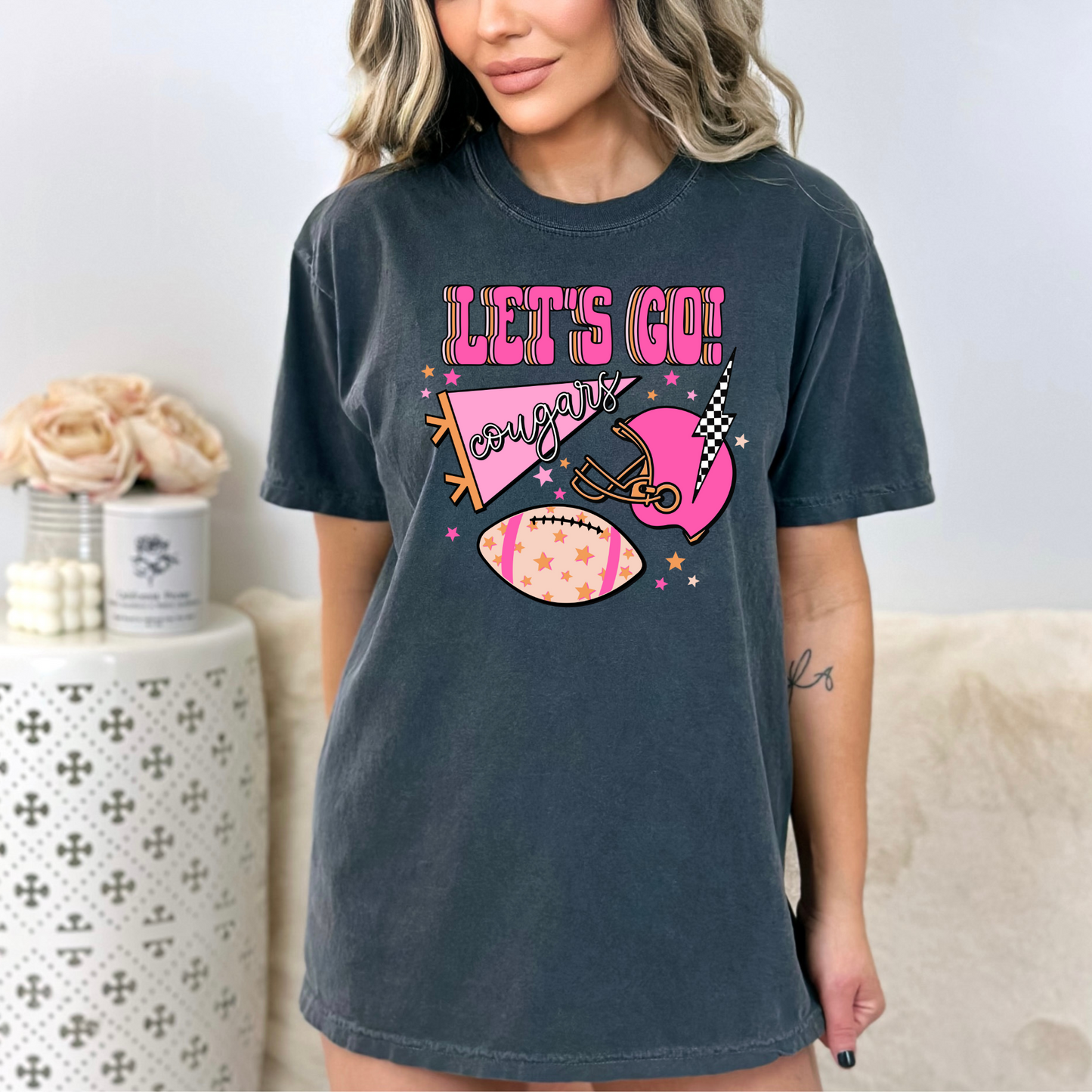 Let's Go Cougars Preppy Graphic Tee