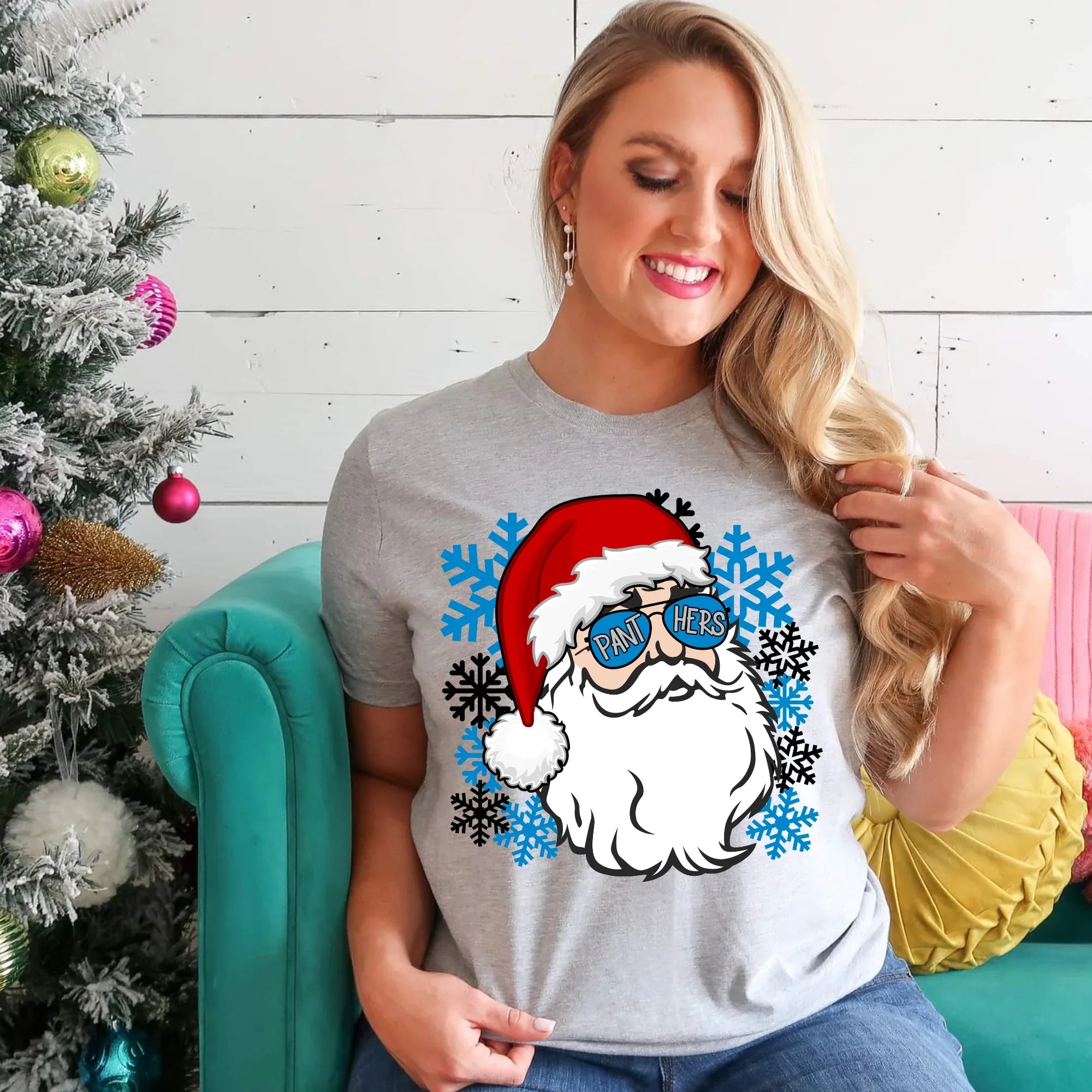 Panthers Santa DTF Transfer - Merch Girls