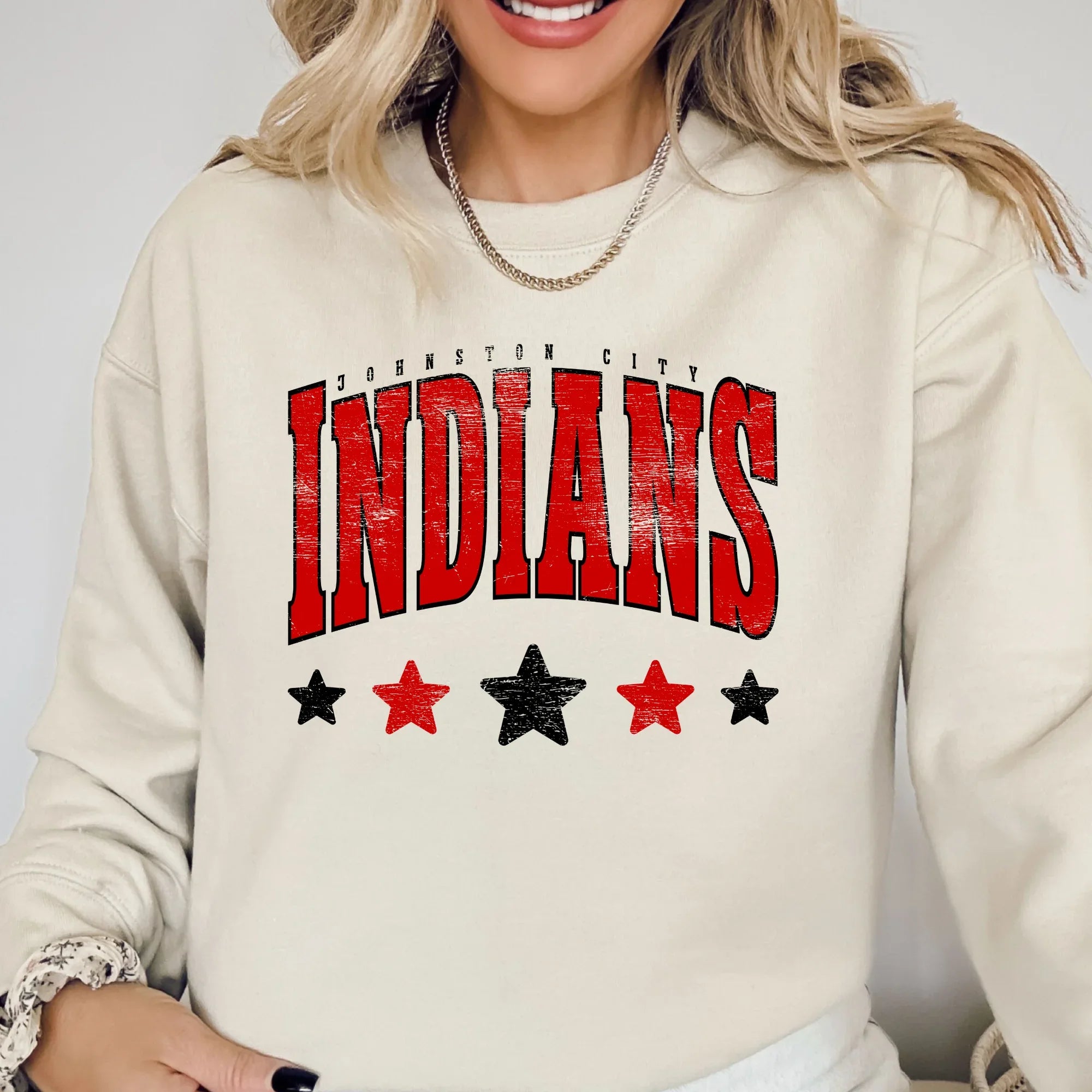Johnston City Indians Distressed Stars DTF Transfer - Merch Girls