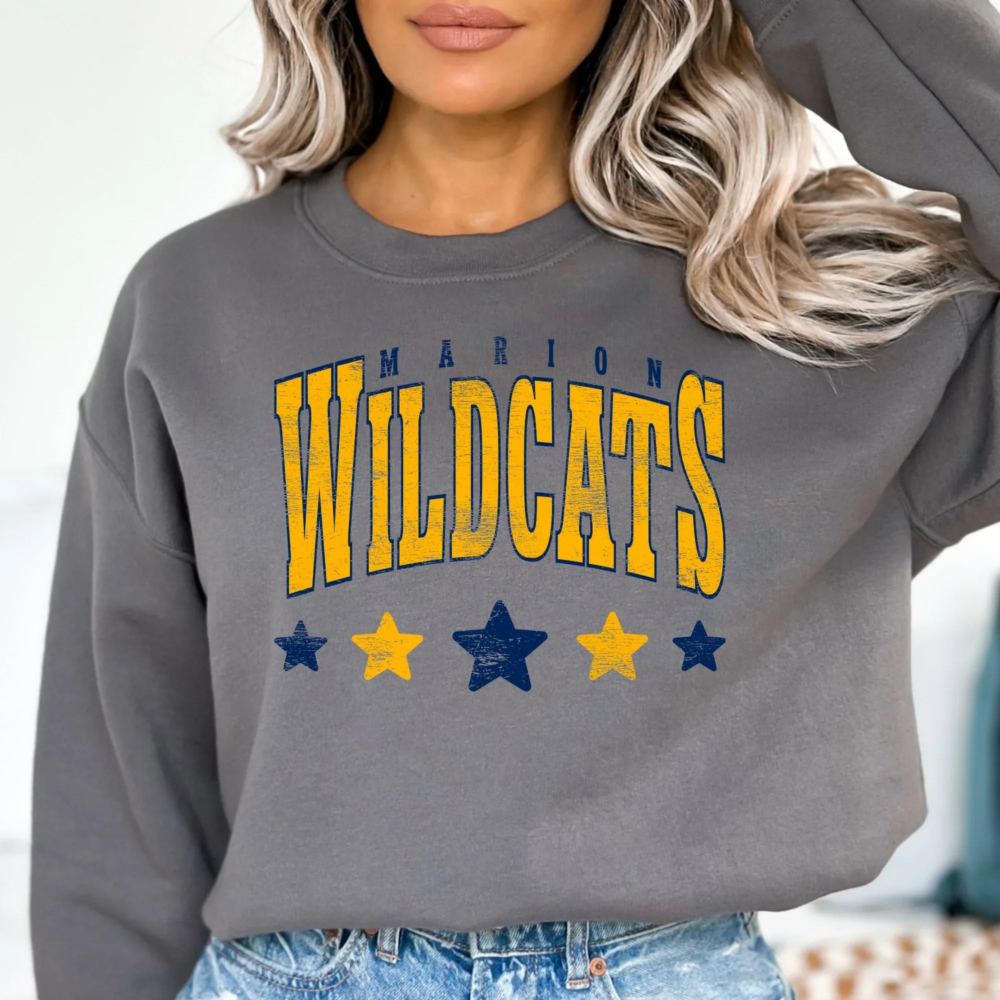 Marion Wildcats Distressed Stars DTF Transfer - Merch Girls