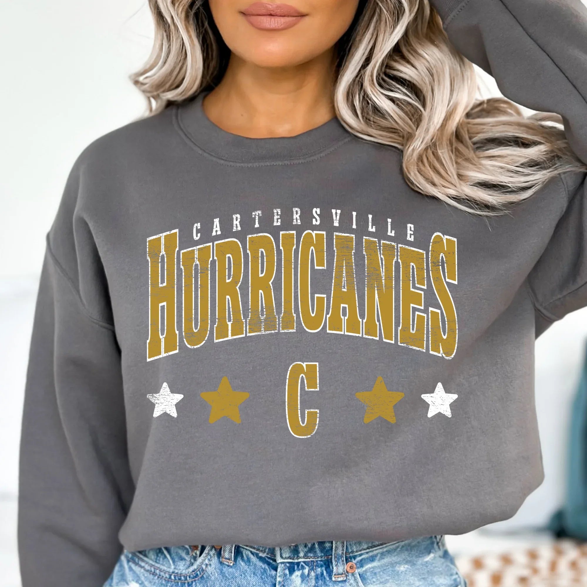 Cartersville Hurricanes Distressed Stars DTF Transfer - Merch Girls