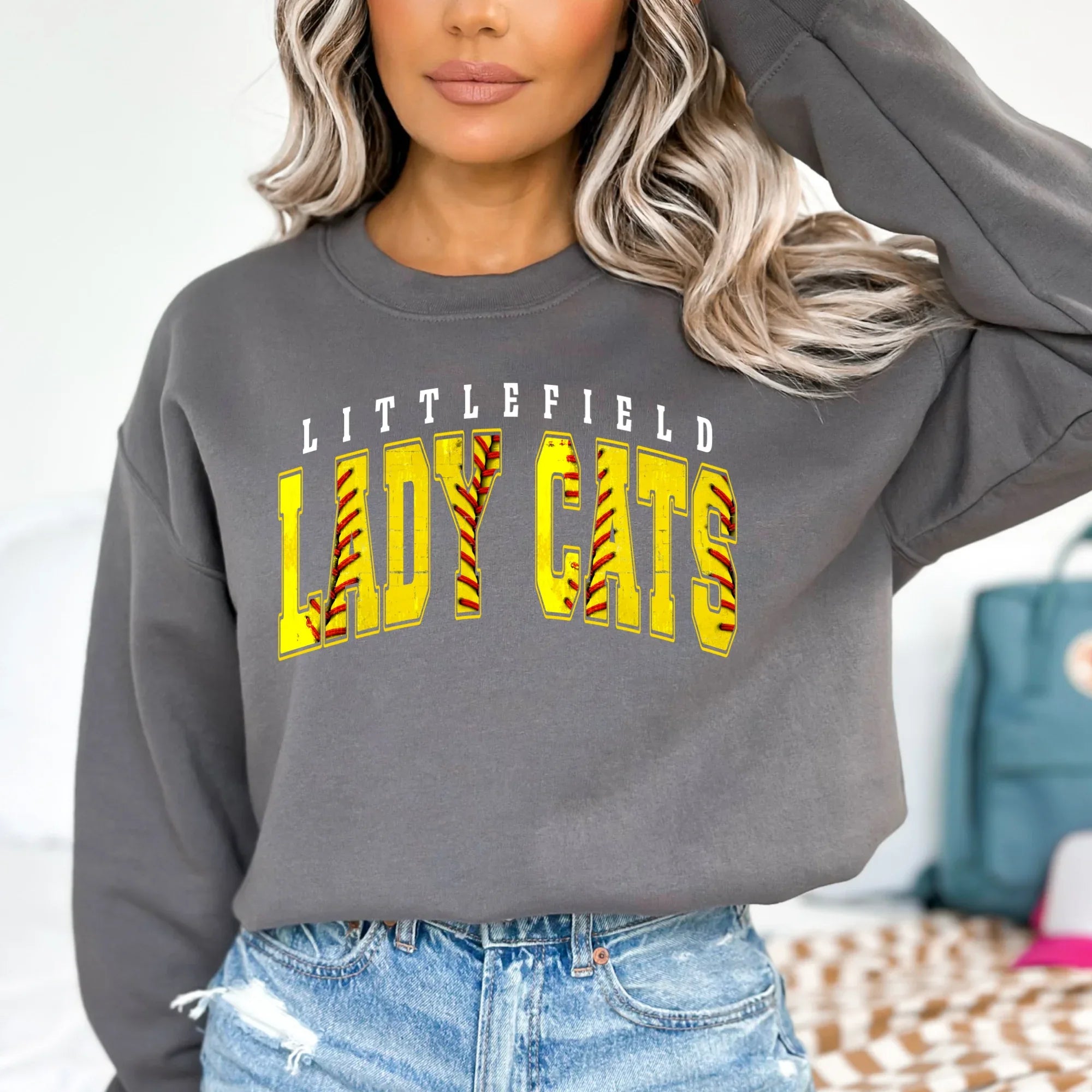 Littlefield Lady Cats Distressed Softball DTF Transfer - Merch Girls