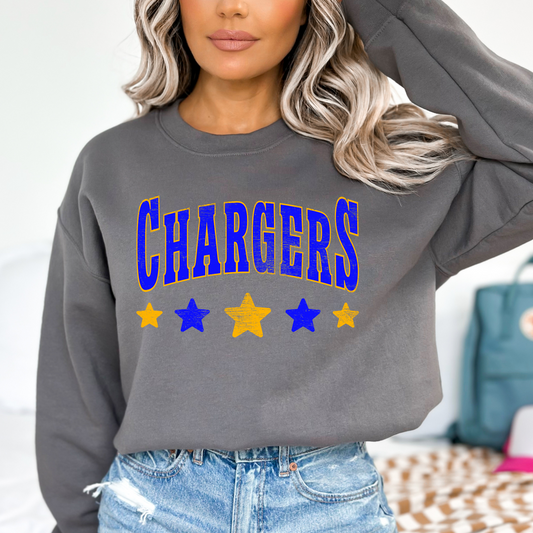 Chargers Distressed Stars DTF Transfer