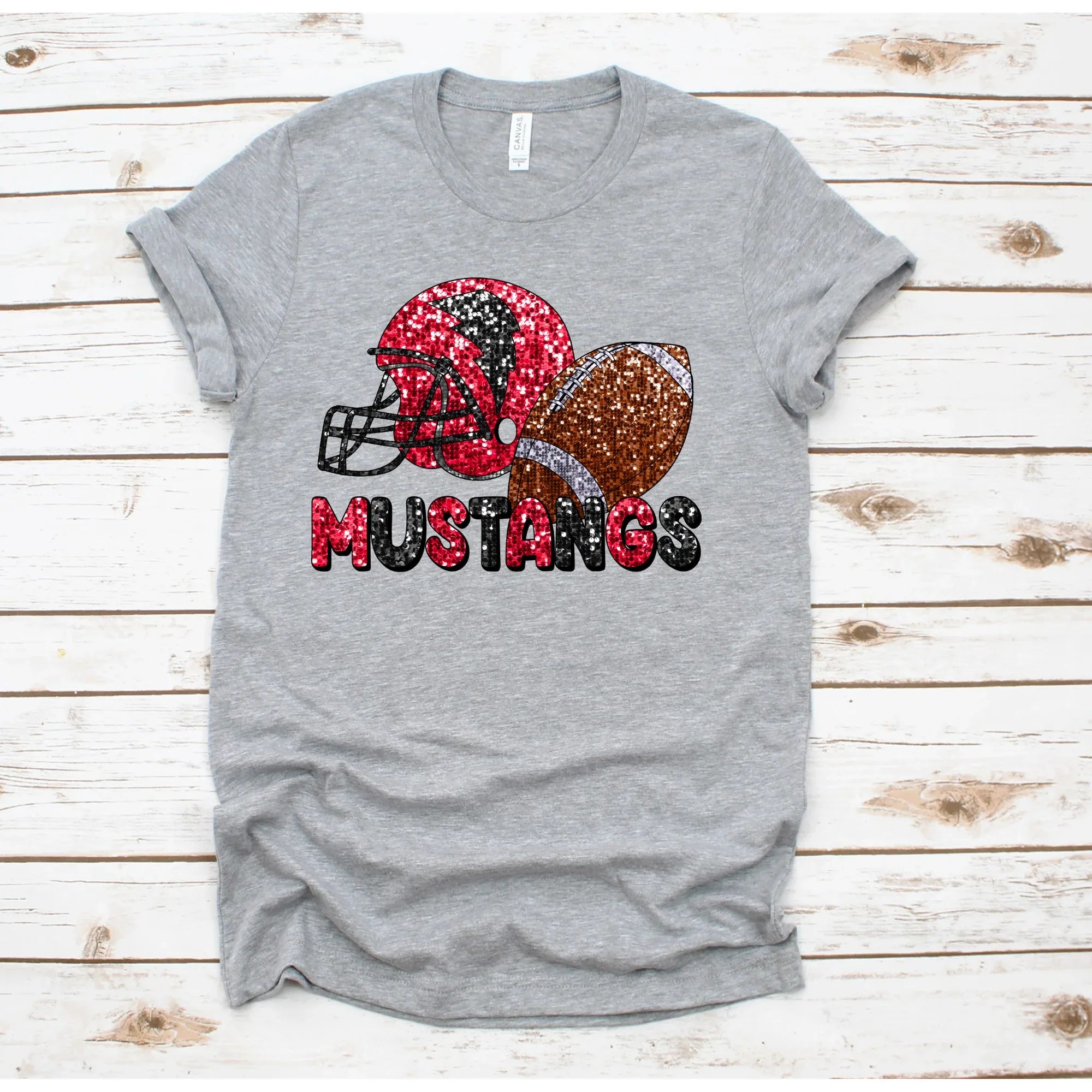 Mustangs Football Sequin DTF Transfer - Merch Girls