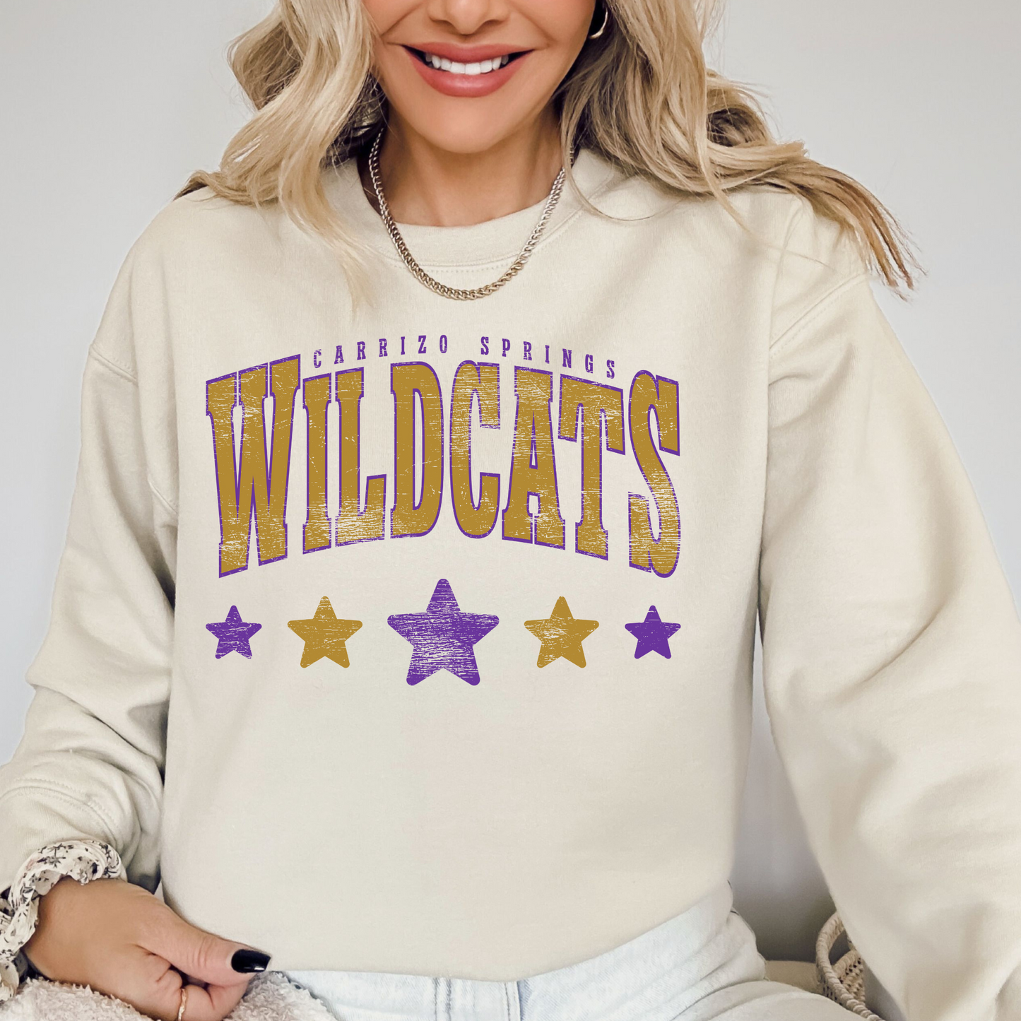 Carrizo Springs Wildcats Distressed Stars DTF Transfer